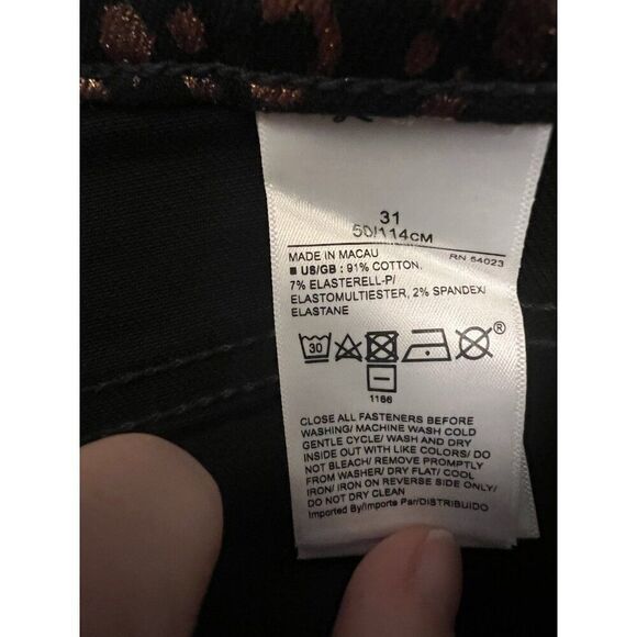 Banana Republic Mid Rise Ankle Rose Gold Metallic Leopard Print Jeans 31 NWOT - Picture 10 of 11